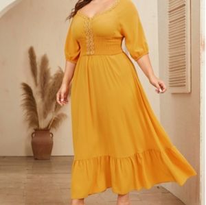 Shirred Wide Waistband Dress